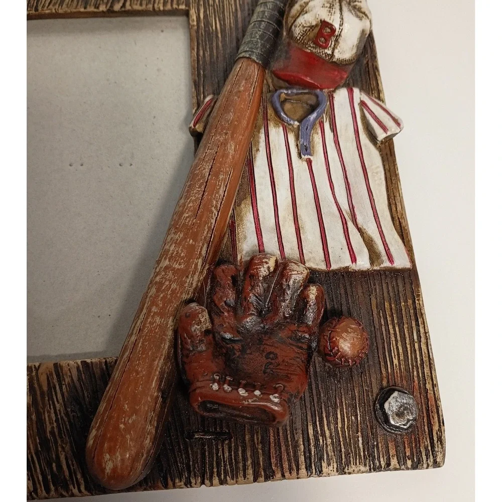 Baseball Photo Frame Textured 3D Picture Frame Resin 4x6, Sports Theme Decor